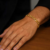 10k Yellow Gold Solid Figaro Bracelet (7.90 mm) thumbnail 4