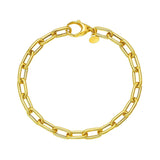 14K yellow gold paperclip chain bracelet with charm lock clasp thumbnail 1