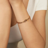 14K Yellow Gold Charm Lock Paperclip Chain Bracelet thumbnail 3