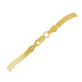 14K yellow gold herringbone anklet with flat flexible chain links
