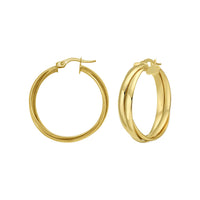 14K Yellow Gold Interlocking Large Trinity Hoop Earrings