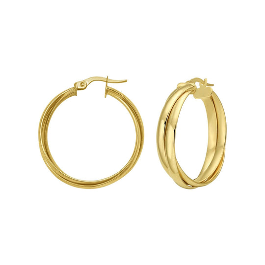 14K Yellow Gold Interlocking Large Trinity Hoop Earrings