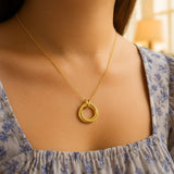 14K Yellow Gold Interlocking Diamond Cut Trinity Necklace thumbnail 2