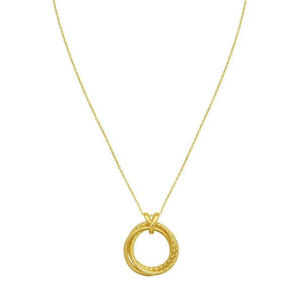 14K Yellow Gold Interlocking Diamond Cut Trinity Necklace