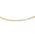 14K two-tone gold oval link bracelet with long and short style links
