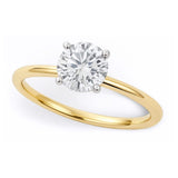 14K yellow gold ring with 1 round diamond stone in a solitaire setting thumbnail 1