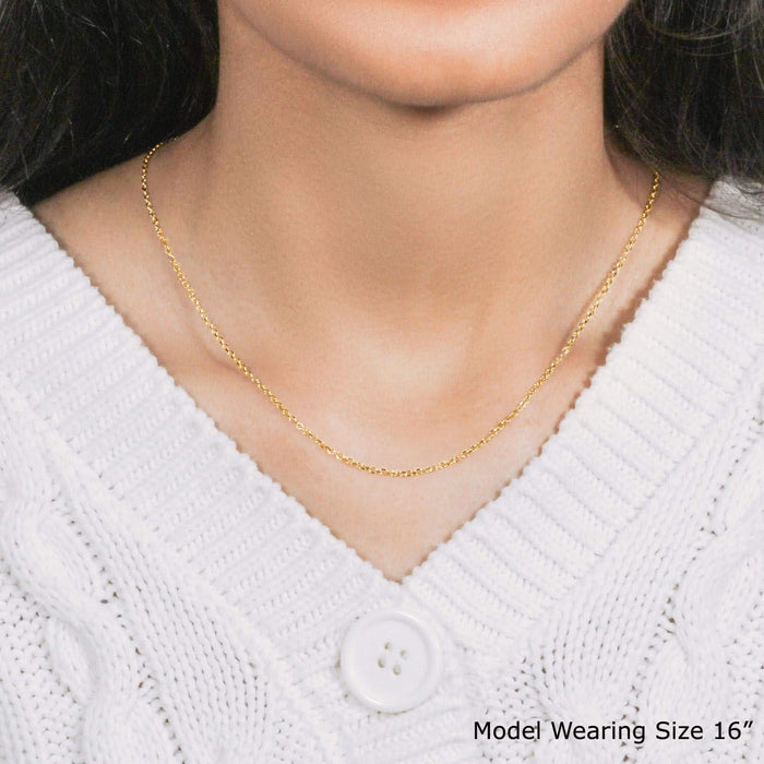 18k Yellow Gold Diamond Cut Cable Link Chain (1.50 mm)