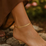 1.5mm 14k Yellow Gold Super Flex Herringbone Anklet thumbnail 4