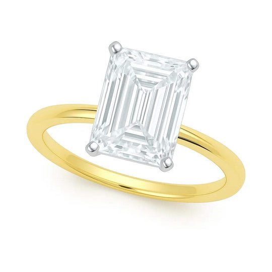 10K yellow gold ring with one radiant diamond in a solitaire setting