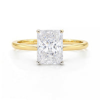 3 Carat Radiant Lab Grown IGI G/VS1 Diamond Solitaire Ring in 10K Yellow Gold