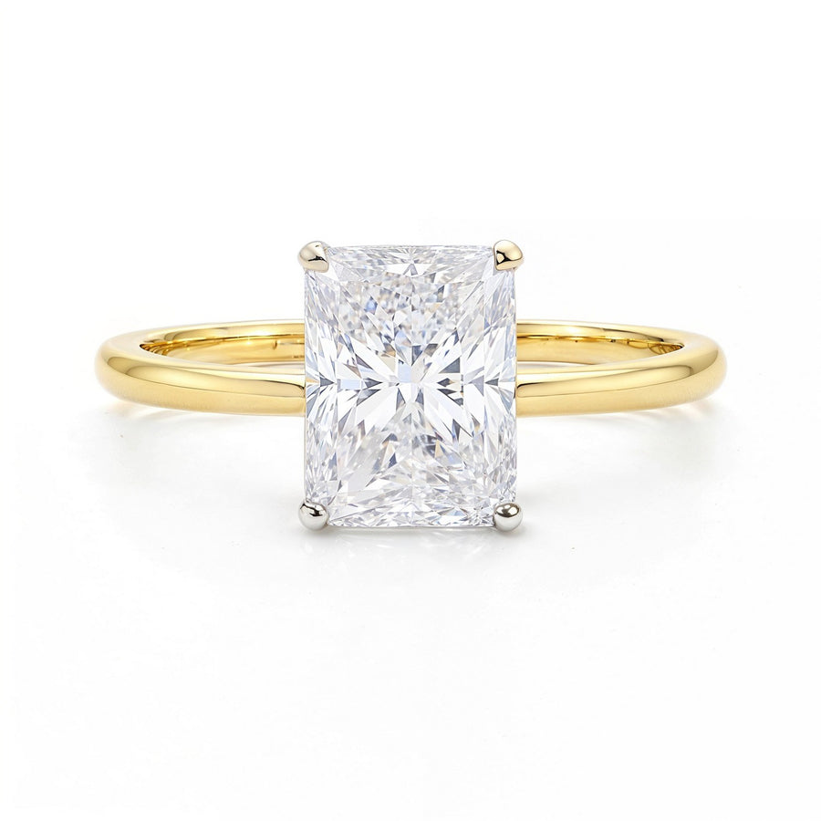 3 Carat Radiant Lab Grown IGI G/VS1 Diamond Solitaire Ring in 10K Yellow Gold