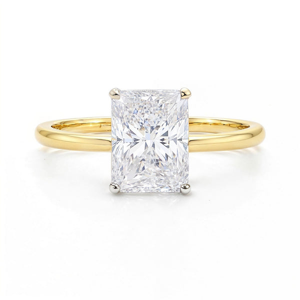 3 Carat Radiant Lab Grown IGI G/VS1 Diamond Solitaire Ring in 10K Yellow Gold