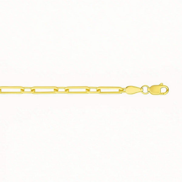 14k Yellow Gold Alternating Paperclip Anklet (2.8mm)