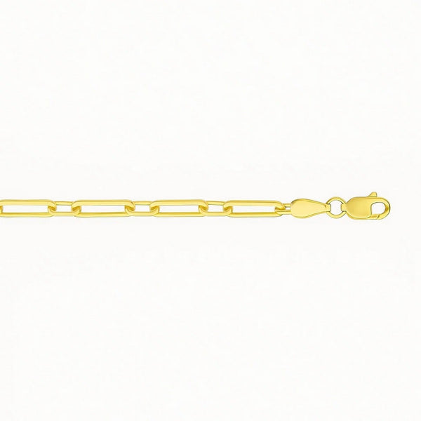 14k Yellow Gold Alternating Paperclip Anklet (2.8mm)