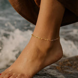 14k Yellow Gold Alternating Paperclip Anklet (2.8mm) thumbnail 3