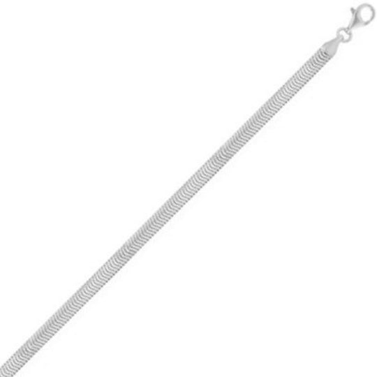 Sterling Silver Rhodium Plated Oval Snake Chain (4.20 mm)