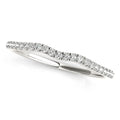 14K white gold wave wedding band with round diamond stones