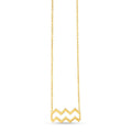 14K yellow gold Aquarius zodiac pendant necklace with cut-out glyph design