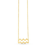 14K yellow gold Aquarius zodiac pendant necklace with cut-out glyph design thumbnail 1
