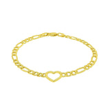 Figaro Chain Heart Bracelet in 10K Yellow Gold (4.50 mm) thumbnail 2