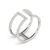 14K white gold dual band ring with channel-set round diamond stones thumbnail 1