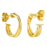 14k Yellow Gold Crossover Hoops thumbnail 2