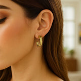 14k Yellow Gold Crossover Hoops thumbnail 3
