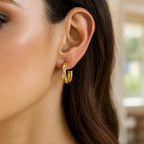 14k Yellow Gold Crossover Hoops thumbnail 4