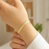 14k Yellow Gold High Polish Chevron Link Bracelet  (6.00 mm) thumbnail 5