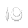 925 sterling silver polished puffed hoop earrings, no stones