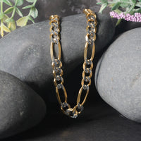 14K Yellow Gold Solid Pave Figaro Chain (7.00 mm)