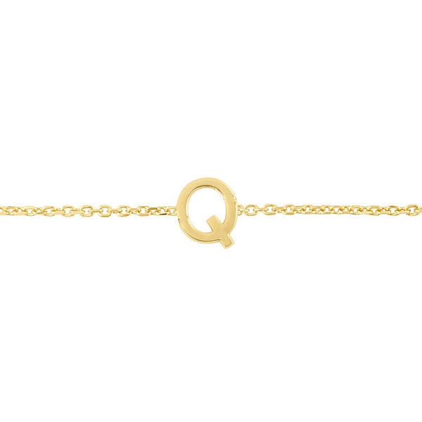 14K Yellow Gold Mini Initial Q Bracelet