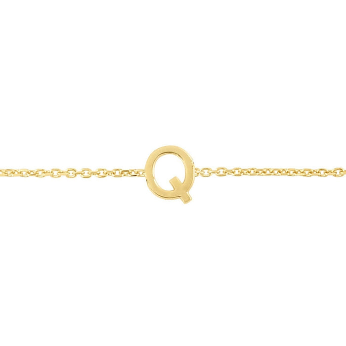 14K Yellow Gold Mini Initial Q Bracelet