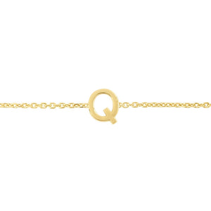 14K Yellow Gold Mini Initial Q Bracelet