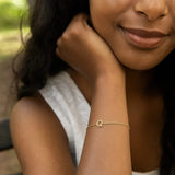 14K Yellow Gold Mini Initial Q Bracelet thumbnail 4
