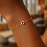 14K Yellow Gold Mini Initial Q Bracelet thumbnail 5