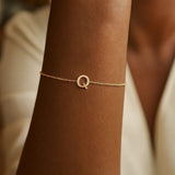 14K Yellow Gold Mini Initial Q Bracelet thumbnail 6