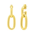 14K yellow gold link drop earrings with polished interlocking loops