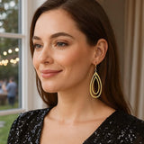 14k Yellow Gold Earrings with Teardrop Dangles thumbnail 2