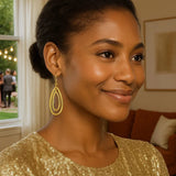 14k Yellow Gold Earrings with Teardrop Dangles thumbnail 3