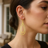 14k Yellow Gold Earrings with Teardrop Dangles thumbnail 4