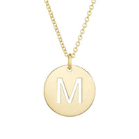 14K Yellow Gold Disc Initial M Pendant