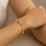 14K Yellow Gold Polished and Satin Pebble Bracelet (6.00 mm) thumbnail 3