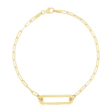14K yellow gold paperclip chain bracelet with high-polish open links thumbnail 1