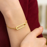 14k Yellow Gold High Polish Open Straight Paperclip Bracelet (2.10 mm) thumbnail 2