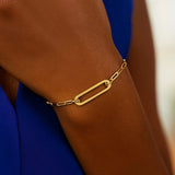 14k Yellow Gold High Polish Open Straight Paperclip Bracelet (2.10 mm) thumbnail 3