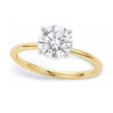 14K yellow gold ring with 1 round diamond solitaire stone thumbnail 1