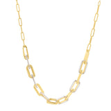 14K two-tone gold paperclip chain necklace with round pallina bead links thumbnail 1