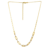 Two Tone Pallina Paperclip Necklace in 14K Gold