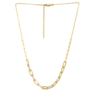 Two Tone Pallina Paperclip Necklace in 14K Gold